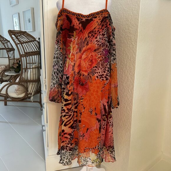 Comfifab Dresses & Skirts - Italian Multicolor Floral Chiffon Dress